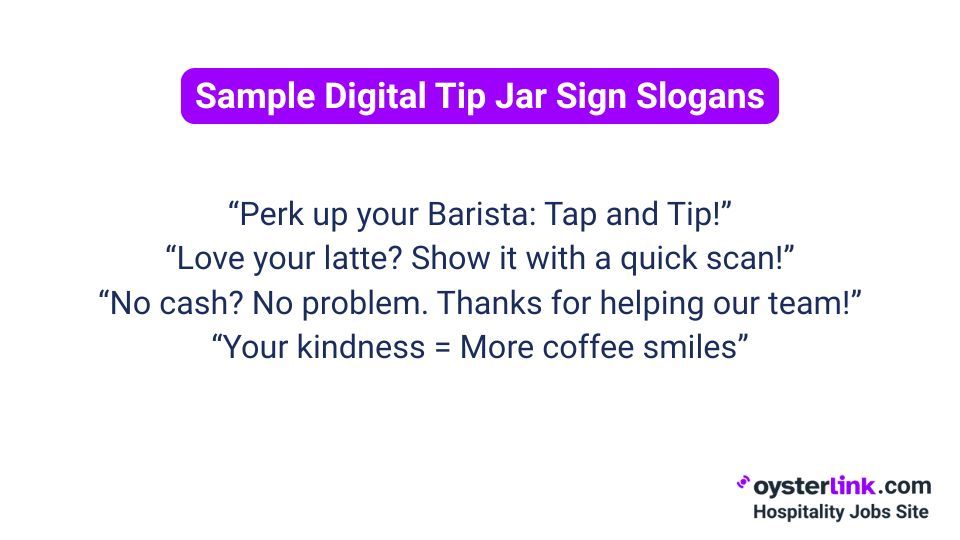 sample digital tip jar sign slogans