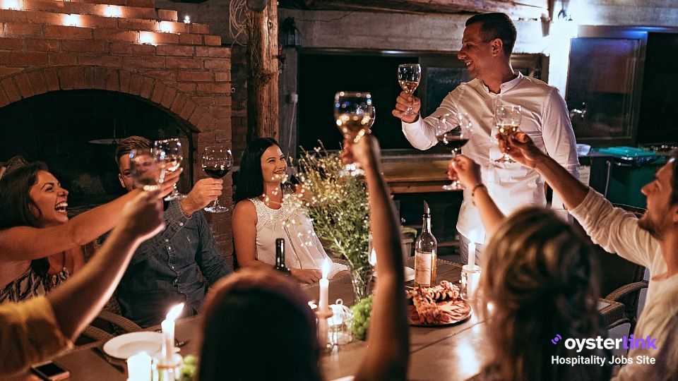 chef toasting with guests