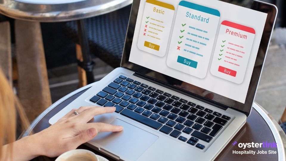 person choosing a subscription type on their laptop