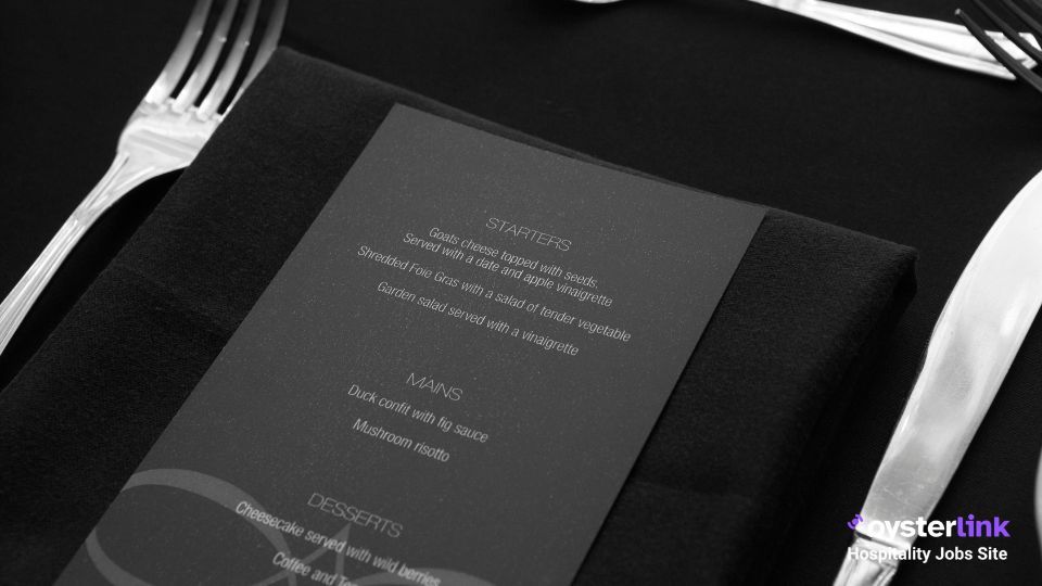 simple, streamlined menu