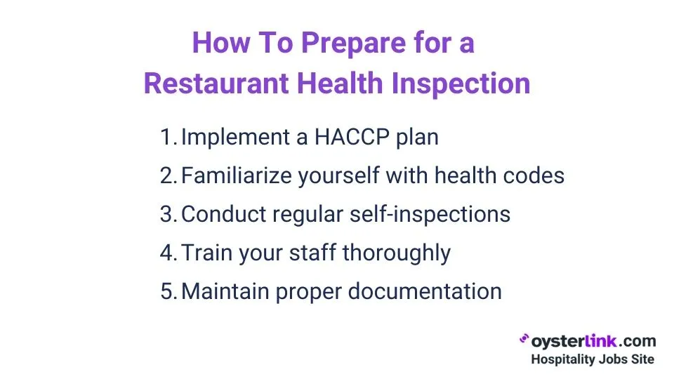 how to prepare for a restaurant health inspection
