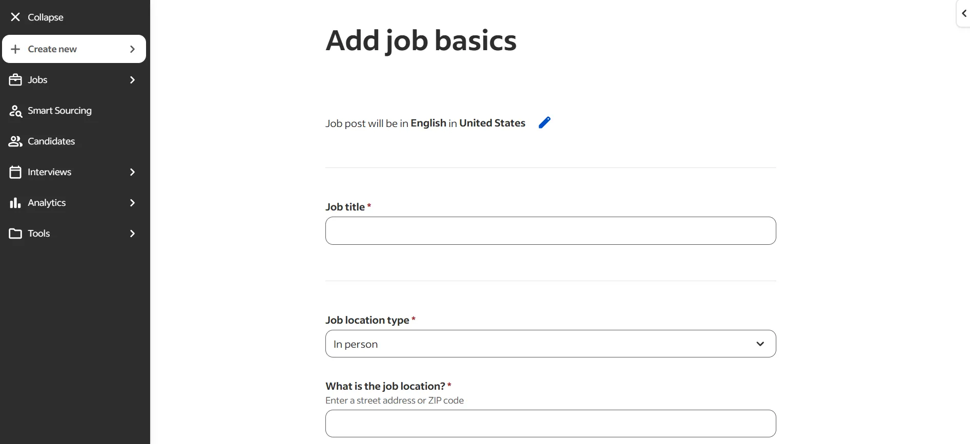 'Job basics' section