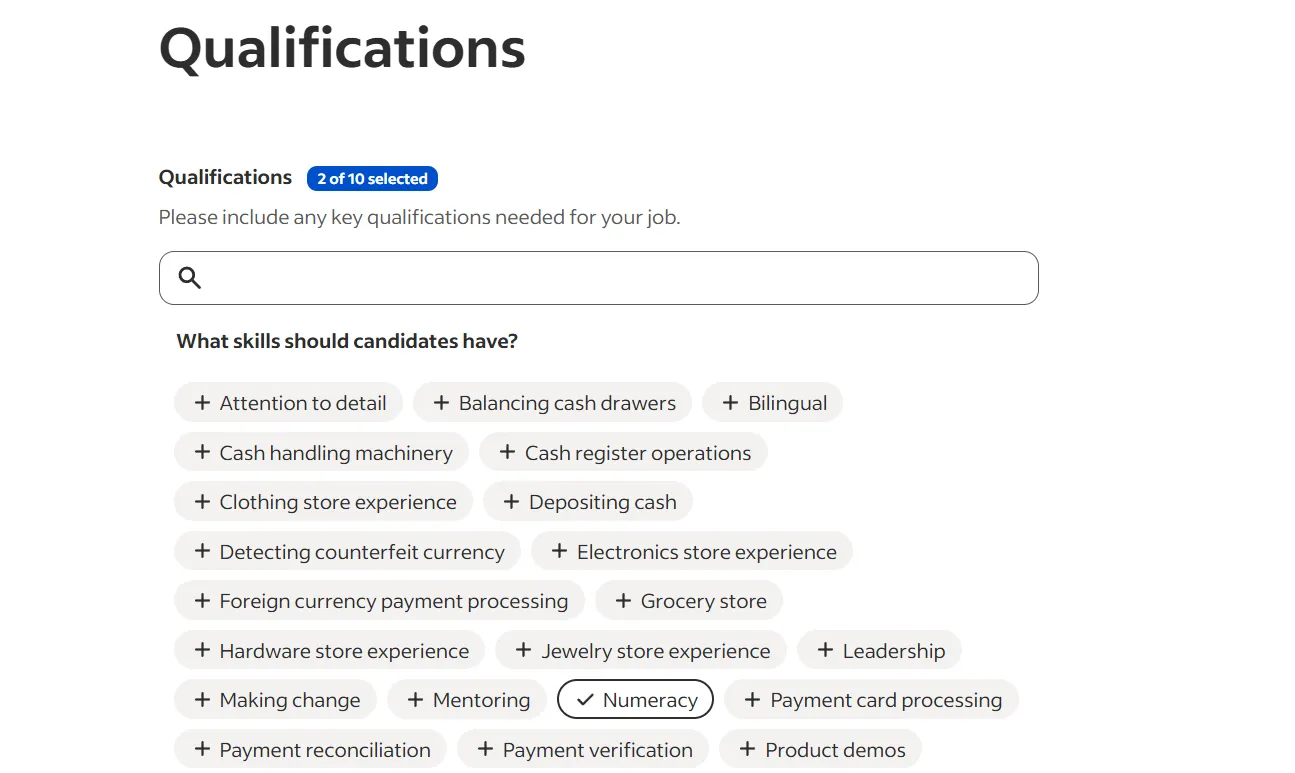 qualifications section