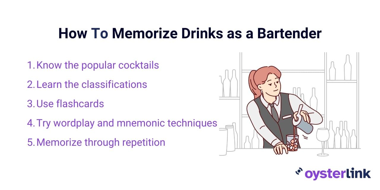 Steps to memorize drinks as a Bartender