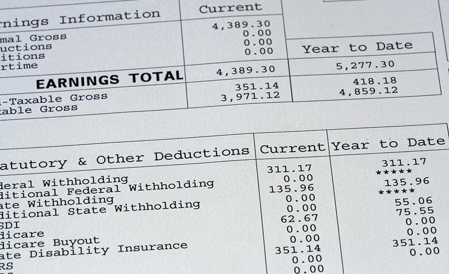 Example of a pay stub. 