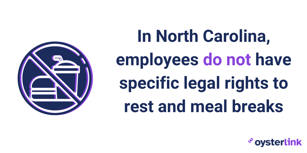 No specific rest and meal breaks for employees in North Carolina