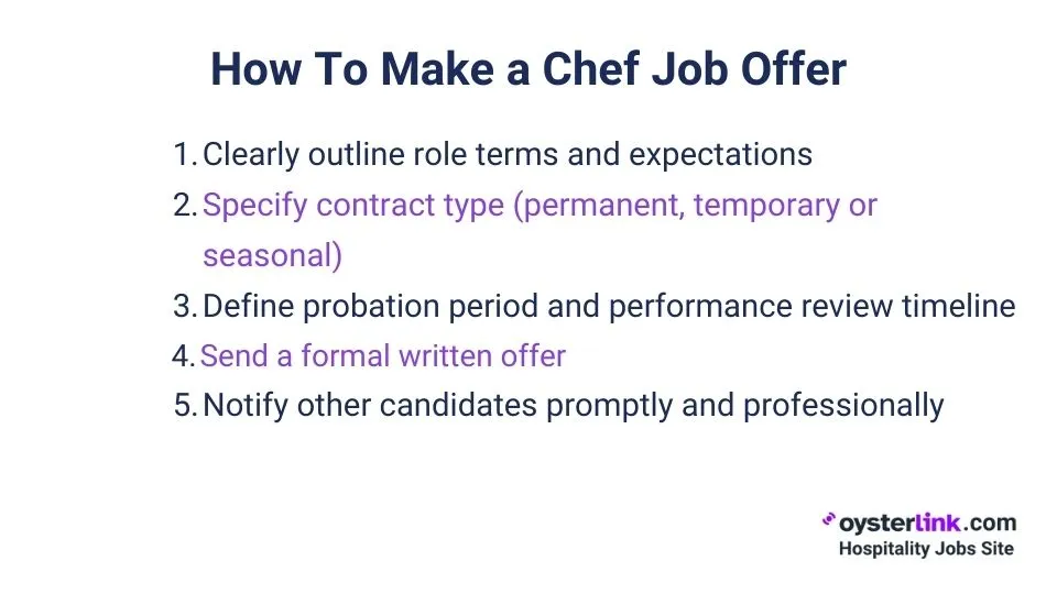how to make a chef job offer