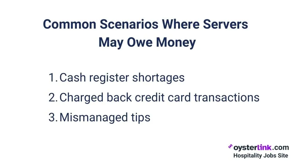 common scenatios where servers may owe money