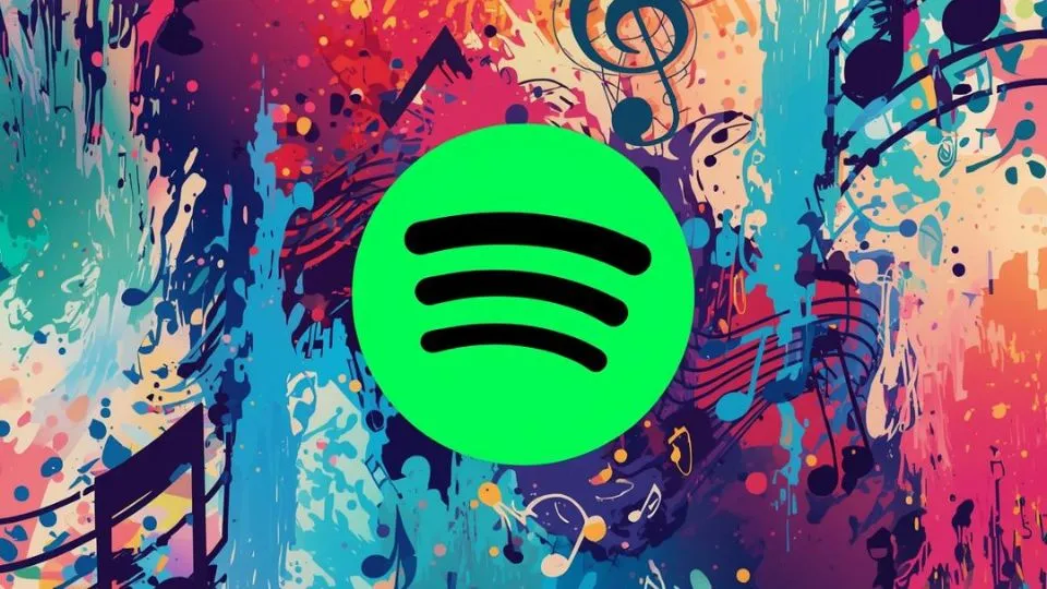 spotify logo on a colorful background