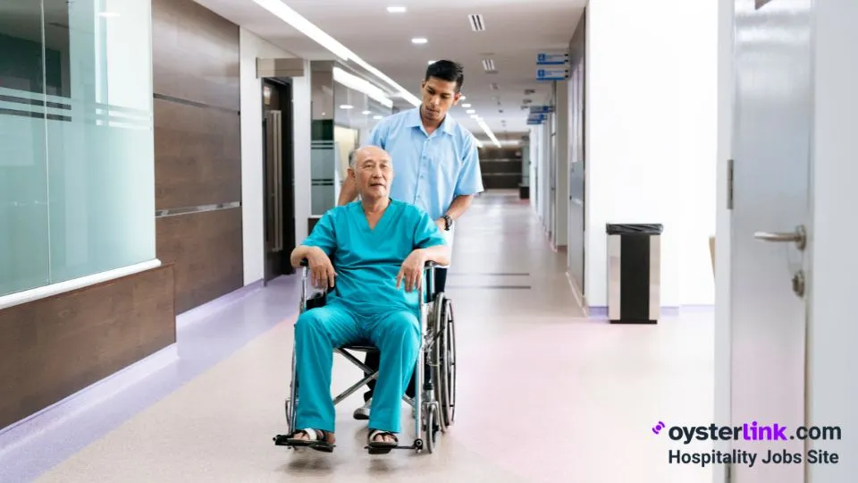 hospital porter transporting patient