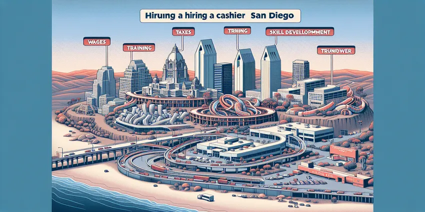 San Diego cashier at checkout counter