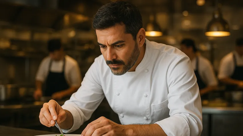 Diego Guerrero portrait in kitchen