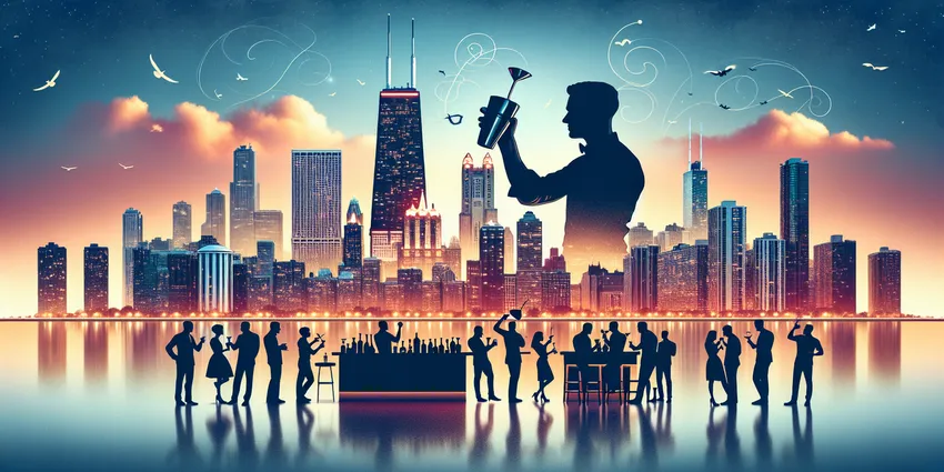 Bartender serving drinks at a Chicago bar