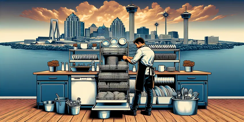 Dishwasher working in San Antonio kitchen