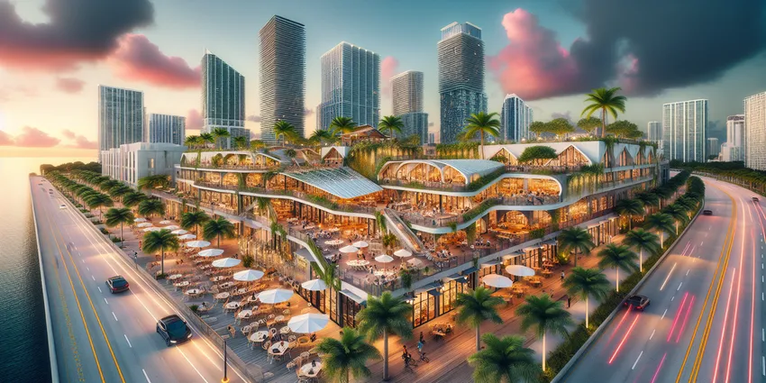 Remote worker using laptop at a Brickell Miami cafe with coffee and Wi-Fi