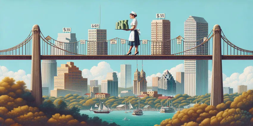 San Antonio waitress serving customer at restaurant