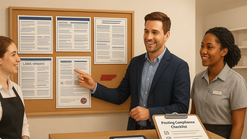 Tennessee labor law poster on office wall