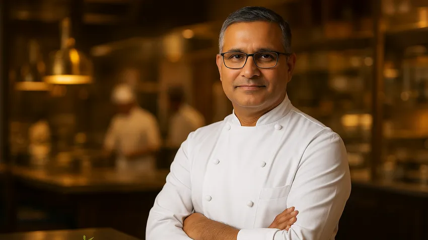 Atul Kochhar portrait in kitchen