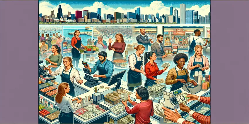 cashier at work in Chicago store