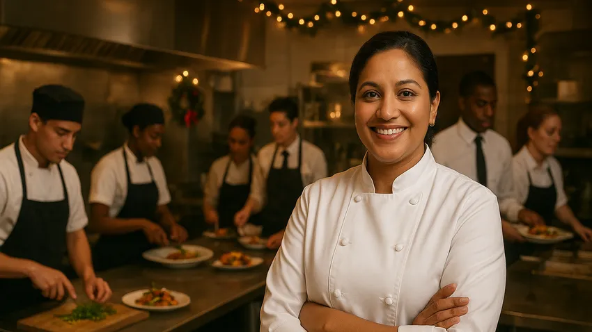 Maneet Chauhan portrait in kitchen