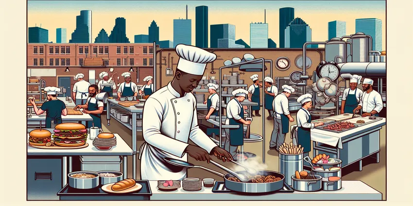 Cook preparing food in Houston kitchen