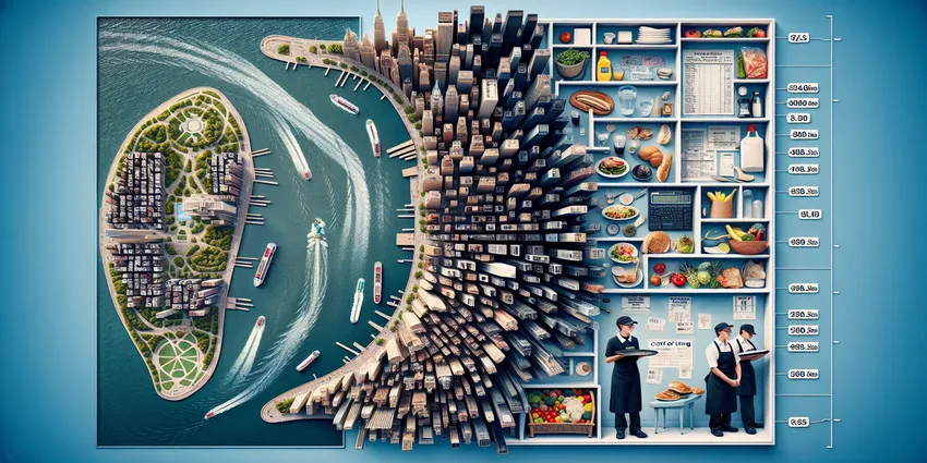 NYC busser salary and living wage comparison graphic