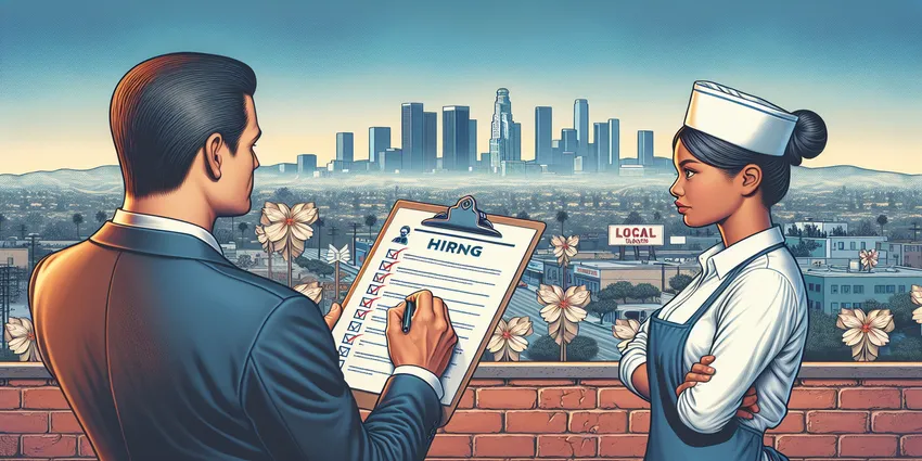 Hiring waitress in Los Angeles wage laws poster