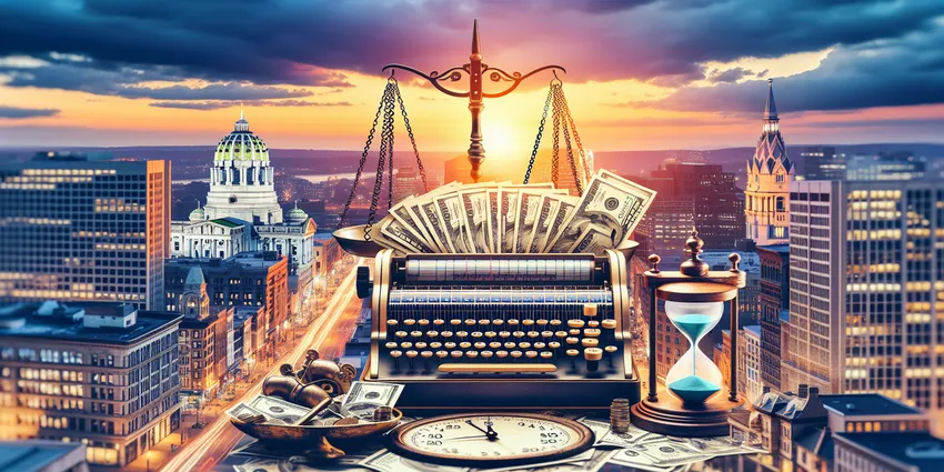 Cashier working at a store register in Pennsylvania