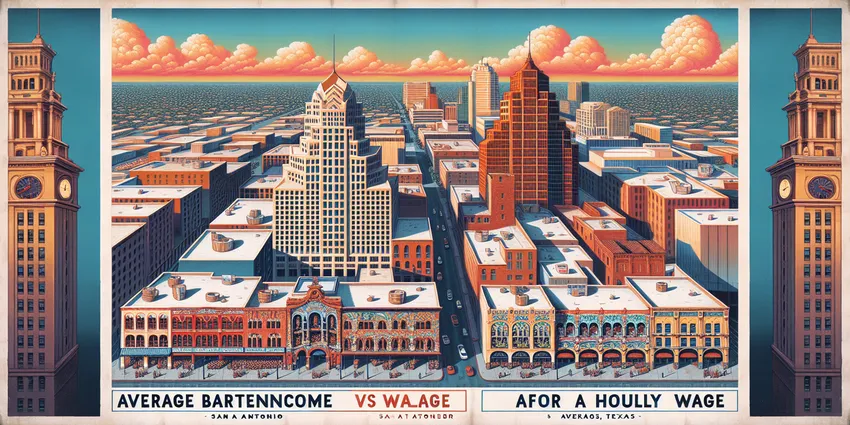 Bartender counting tips at San Antonio bar