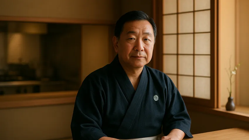 Yoshihiro Murata portrait showcasing traditional kaiseki cuisine
