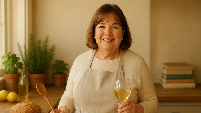 Ina Garten smiling in kitchen with fresh ingredients