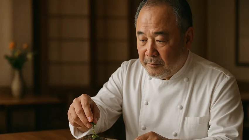 Tetsuya Wakuda portrait as chef