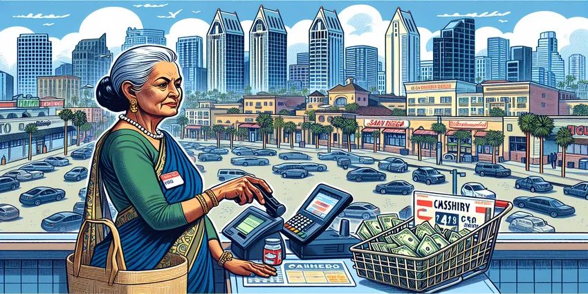 San Diego cashier wages and living costs comparison