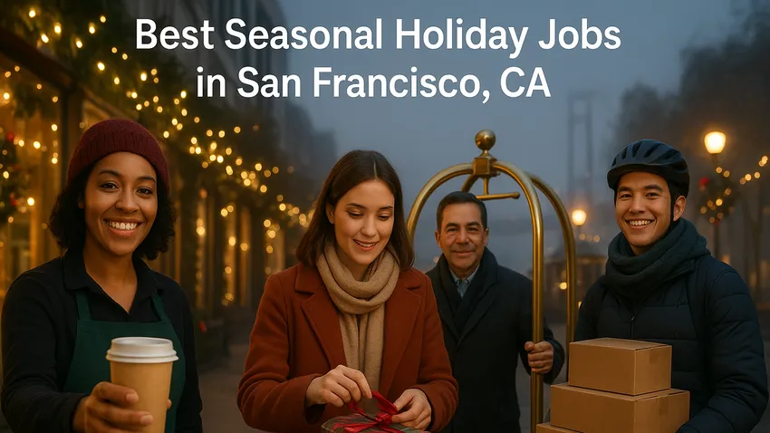 Seasonal holiday jobs in San Francisco city skyline