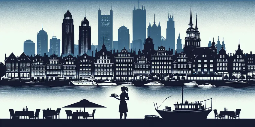 Waitress serving customer with a smile