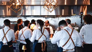 Chef Gabriel Balderas with the team