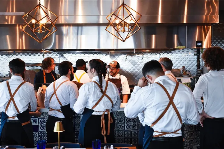 Chef Gabriel Balderas with the team