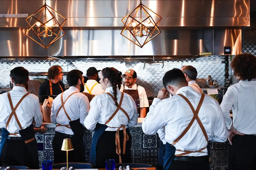 Chef Gabriel Balderas with the team