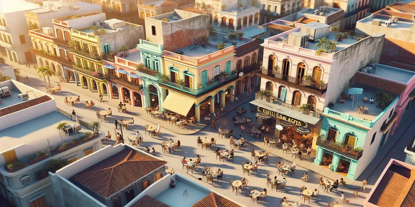 Barista working with Cuban coffee at a vibrant Little Havana cafe