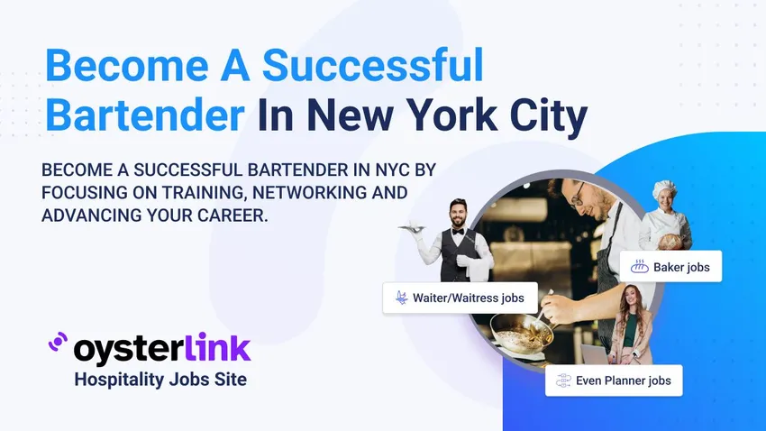 Bartender serving drinks at a busy New York City bar