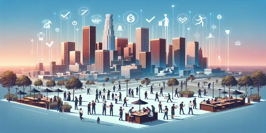 Los Angeles server with wage laws poster