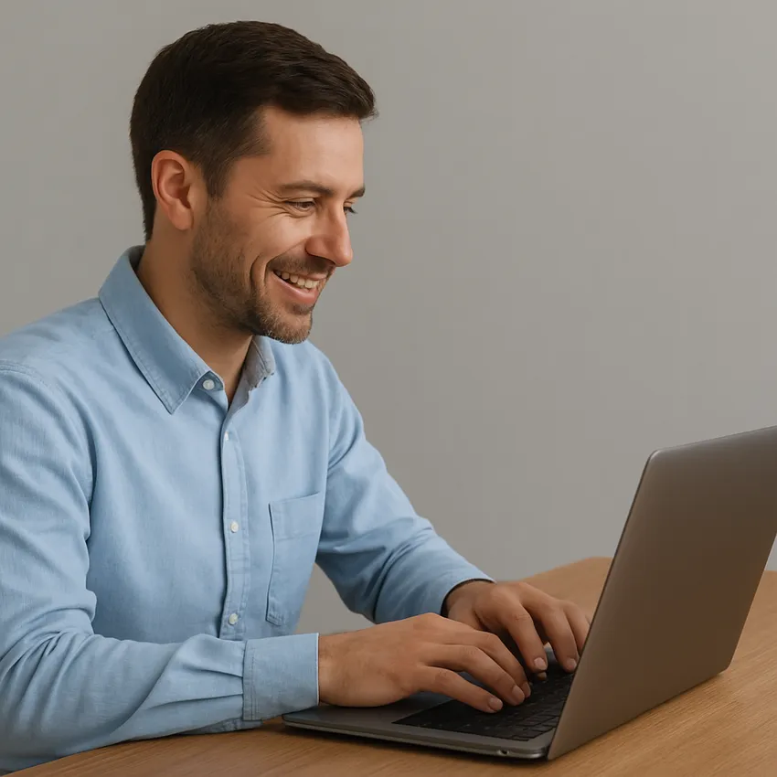 recruiter looking at laptop resumes