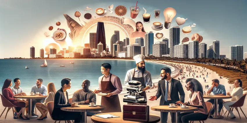 Barista in Miami serving coffee