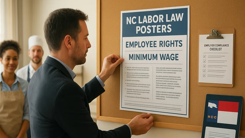 North Carolina labor law posters hanging in workplace