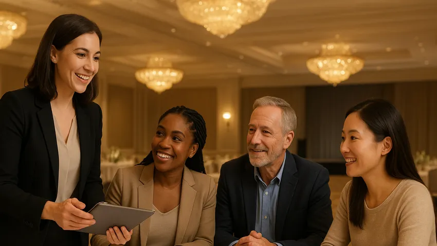 Event Planner at work organizing venue setup