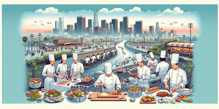 Chef cooking in a professional kitchen in Los Angeles