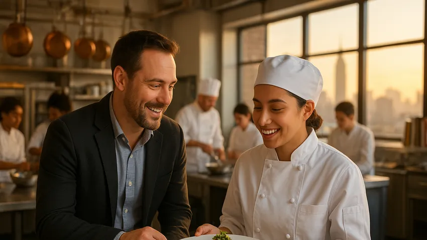New York culinary students in professional kitchens