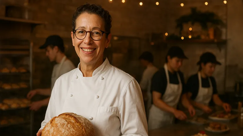 Nancy Silverton portrait baking bread