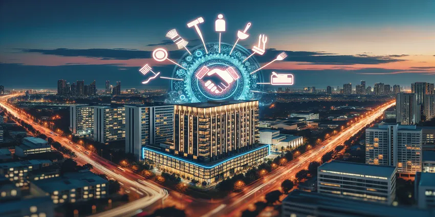 Dishwasher cleaning dishes in commercial kitchen