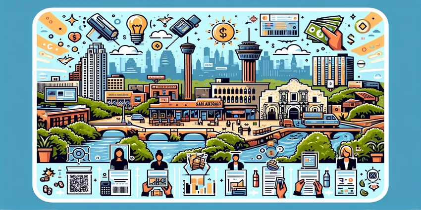 Cashier working at a register in a San Antonio retail store